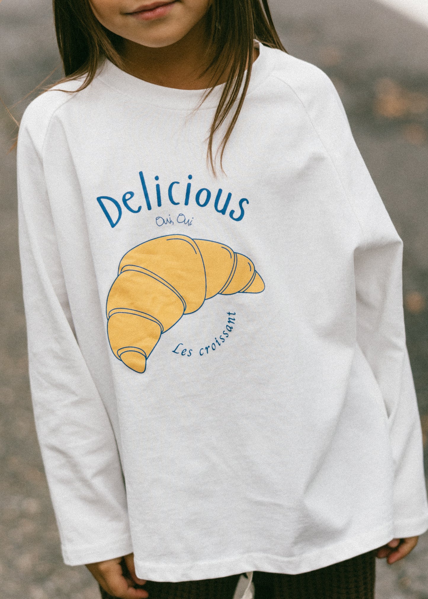 Graphic Long Sleeve- Croissant- Blue