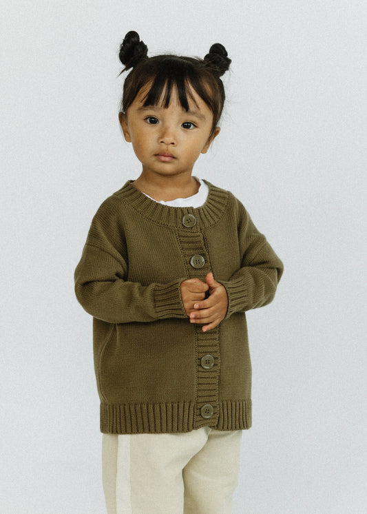 Cotton Cardigan- Olive