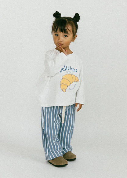 Graphic Long Sleeve- Croissant- Blue