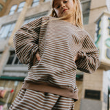 Everyday Stripe Pullover- Brown