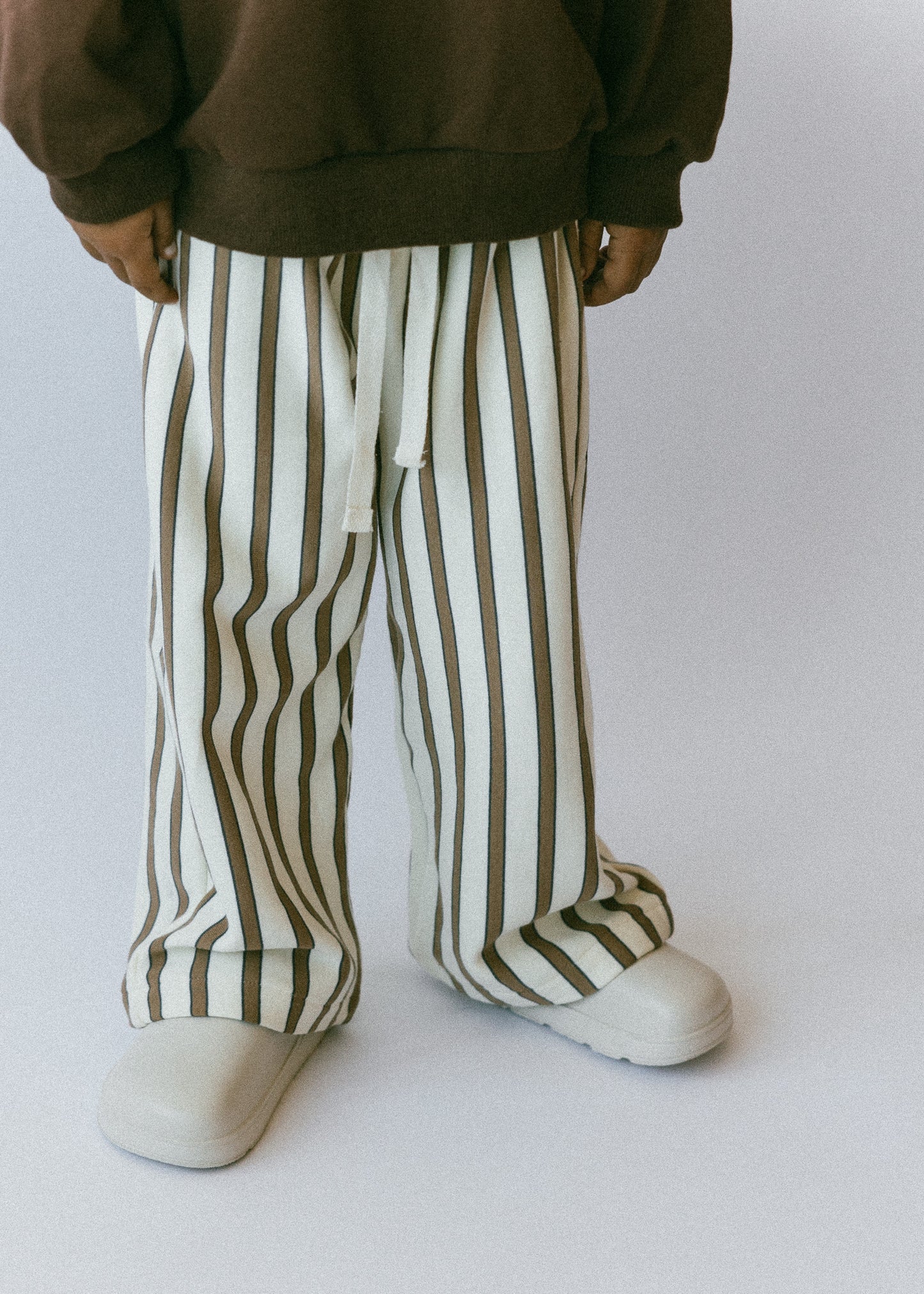 Striped Wide Leg Pant- Pearl & Brown