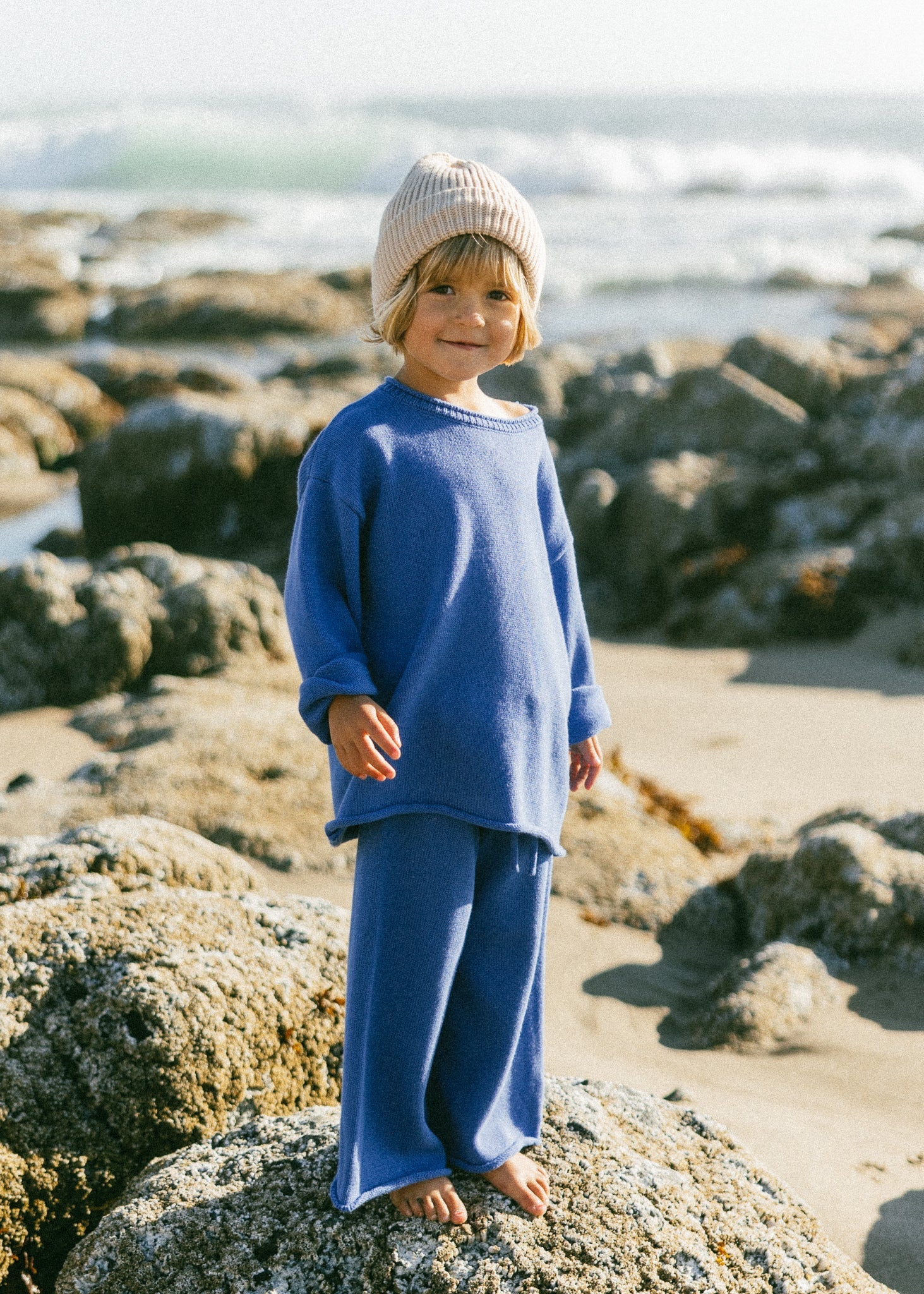 Knitted Cotton Pants Blue