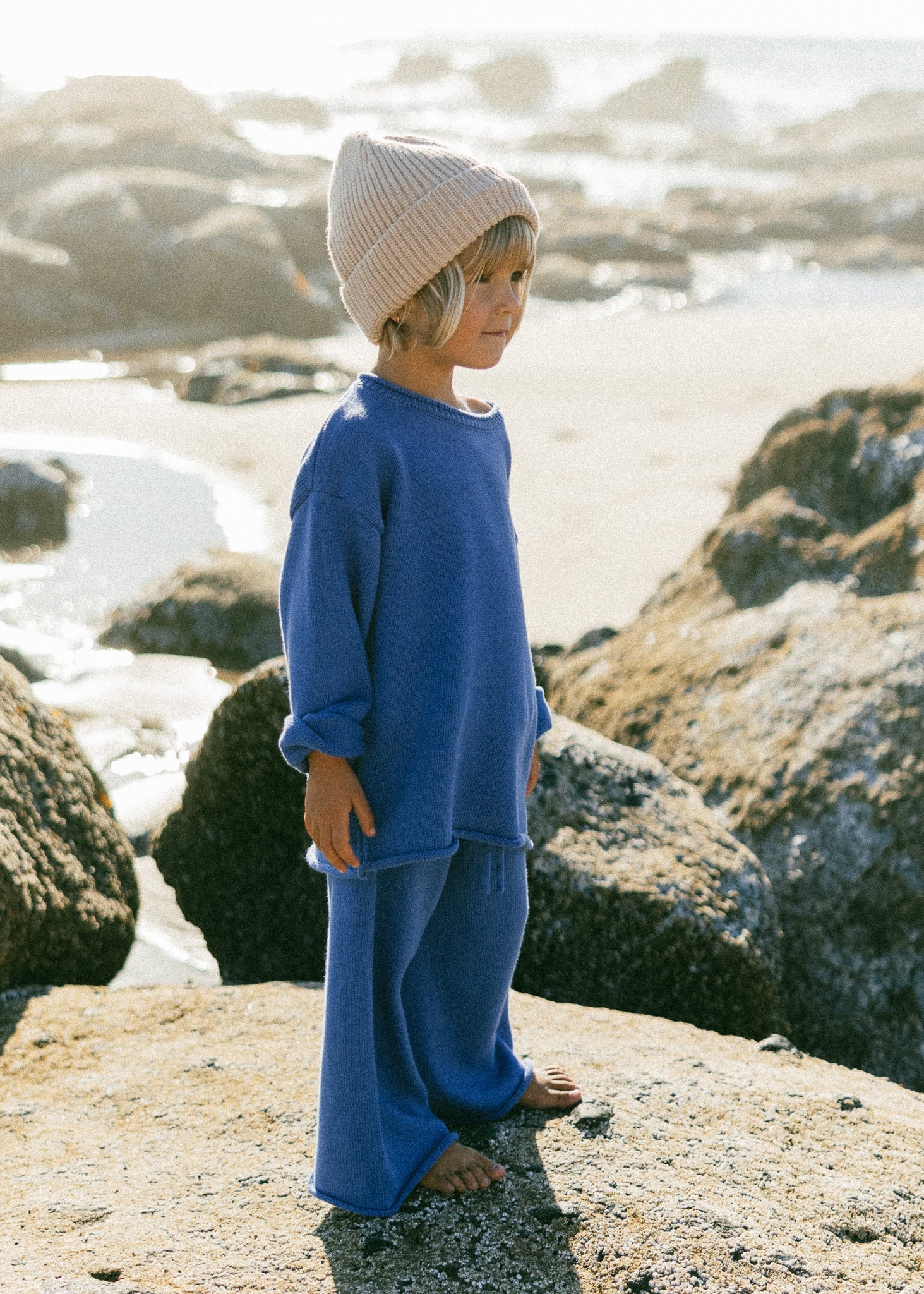 Knitted Cotton Pants Blue