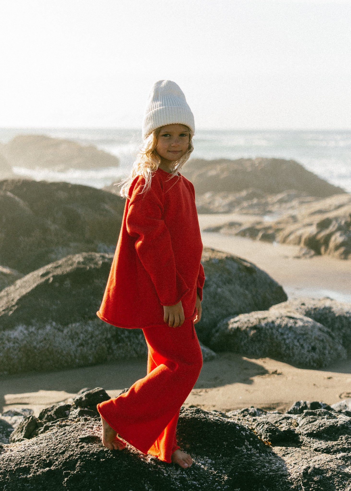 Knitted Cotton Pants Red