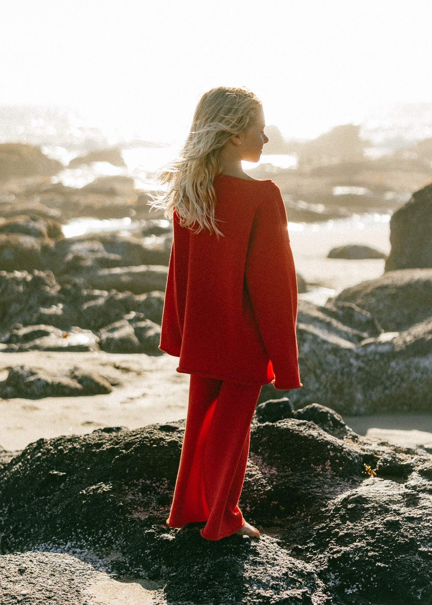 Knitted Cotton Pants Red