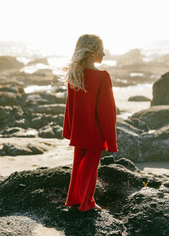 Knitted Cotton Pants Red