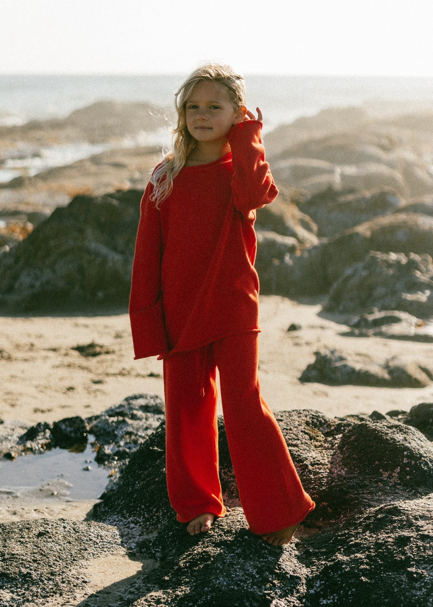 Knitted Cotton Pants Red