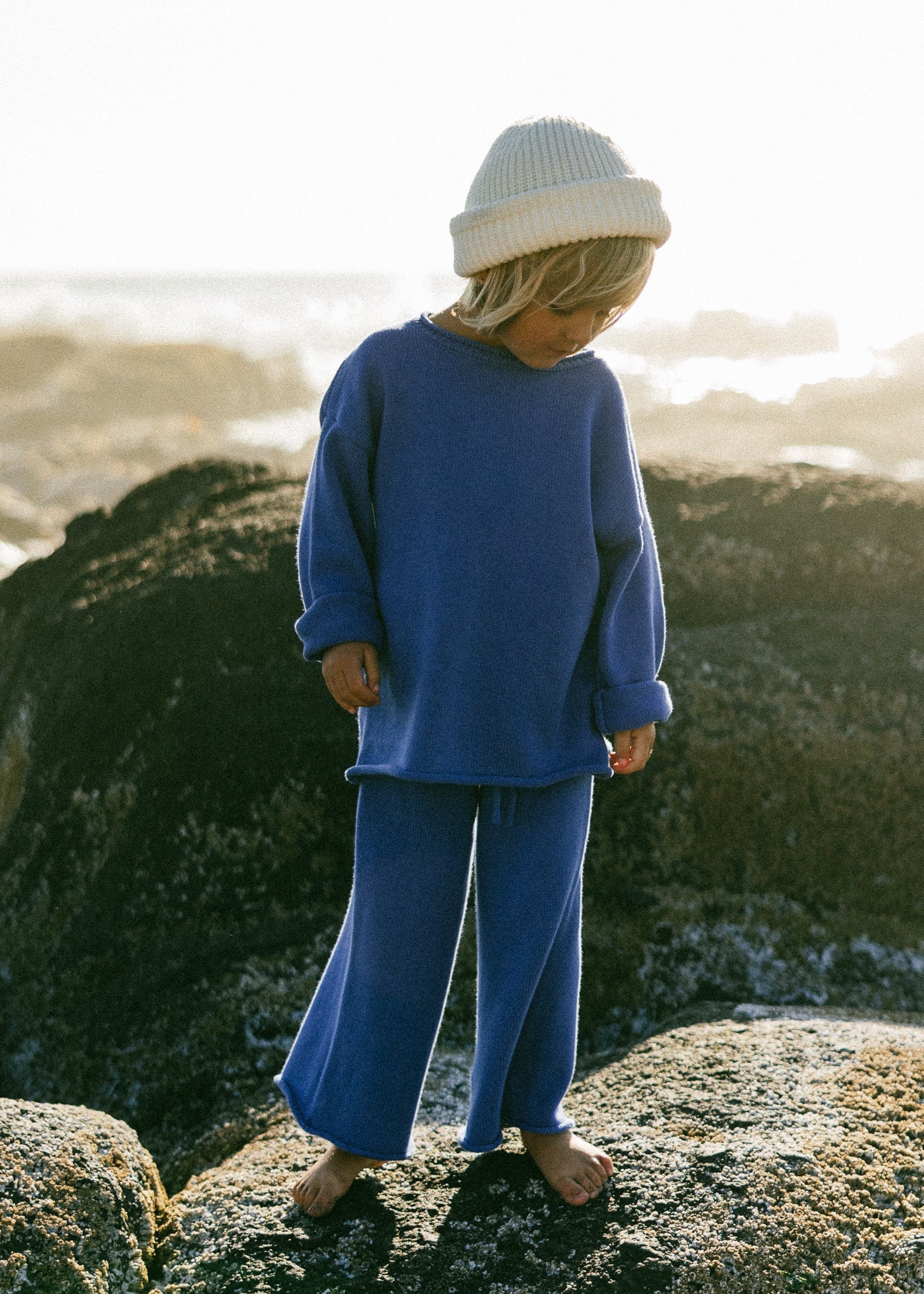 Knitted Cotton Pants Blue