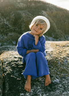 Knitted Cotton Pants Blue