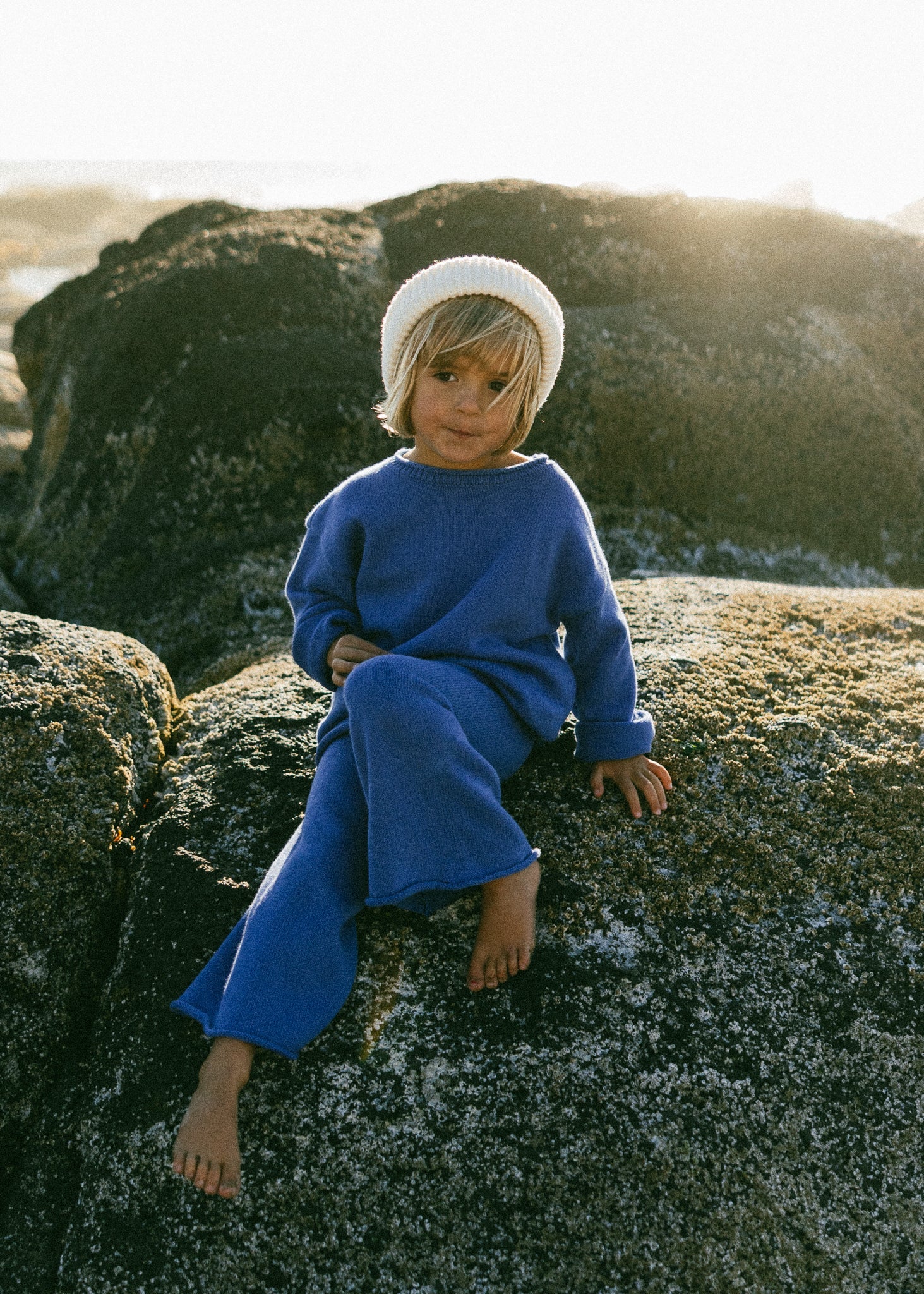 Knitted Cotton Pants Blue