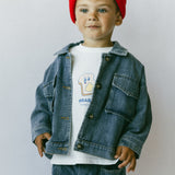 Denim Cargo Jacket- Vintage Blue