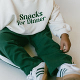 Graphic Crewneck- Snacks For Dinner- Green