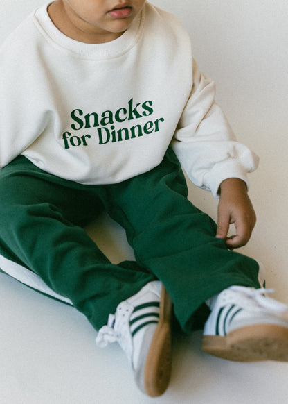 Graphic Crewneck- Snacks For Dinner- Green