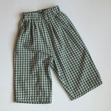 Lightweight Check Plaid Pants- Dark Green