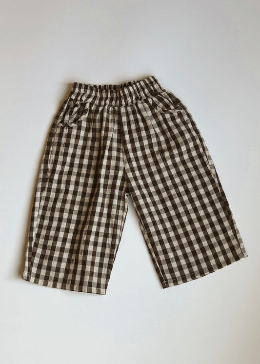 Soft Gingham Pants- Brown