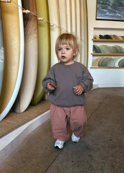 Check Pants- Tan & Red