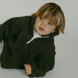 Sherpa Quarter Zip Pullover- Olive