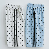 Polka Dot Racer Pants - Light Blue