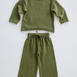 Knitted Cotton Pants- Olive