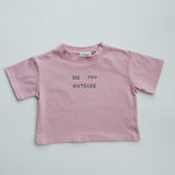 Boxy Graphic Tee- Outside- Pink