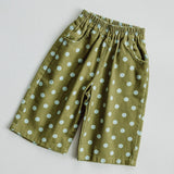 Retro Twill Pants- Polka Dot- Olive