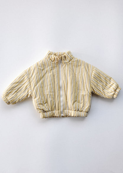 Striped Cotton Bomber- Yellow