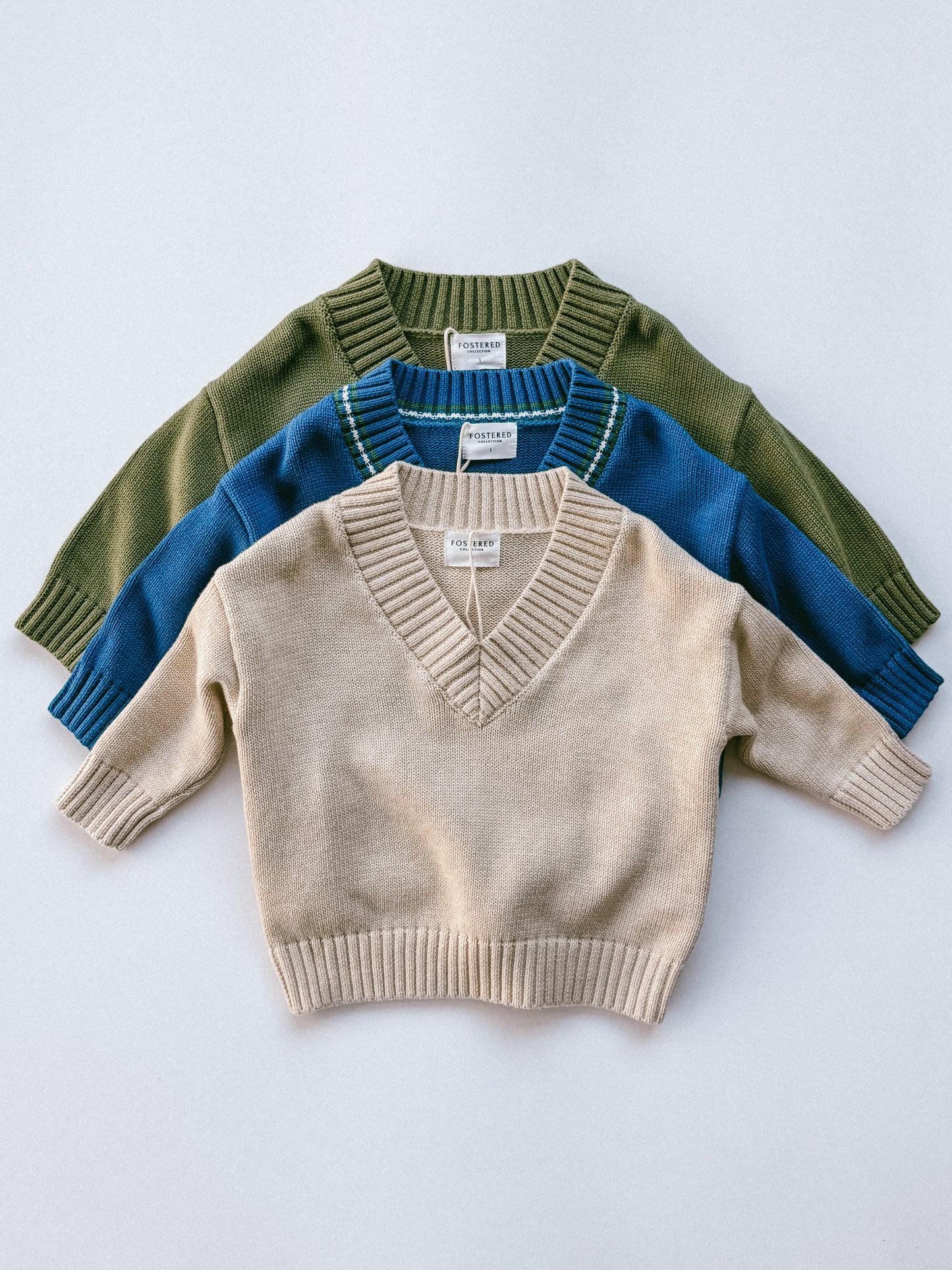 Knitted V-Neck Sweater- Oat