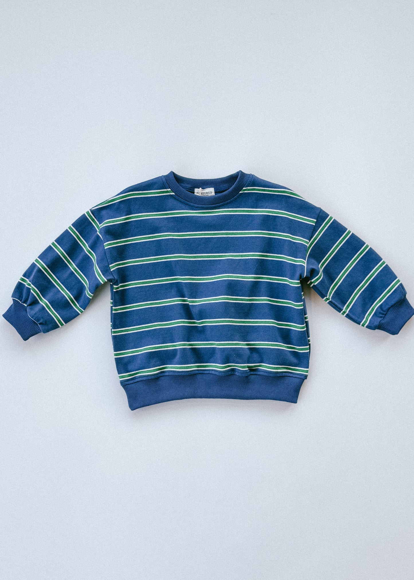 Lightweight Striped Crewneck- Blue