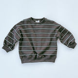 Lightweight Striped Crewneck- Smoky Brown