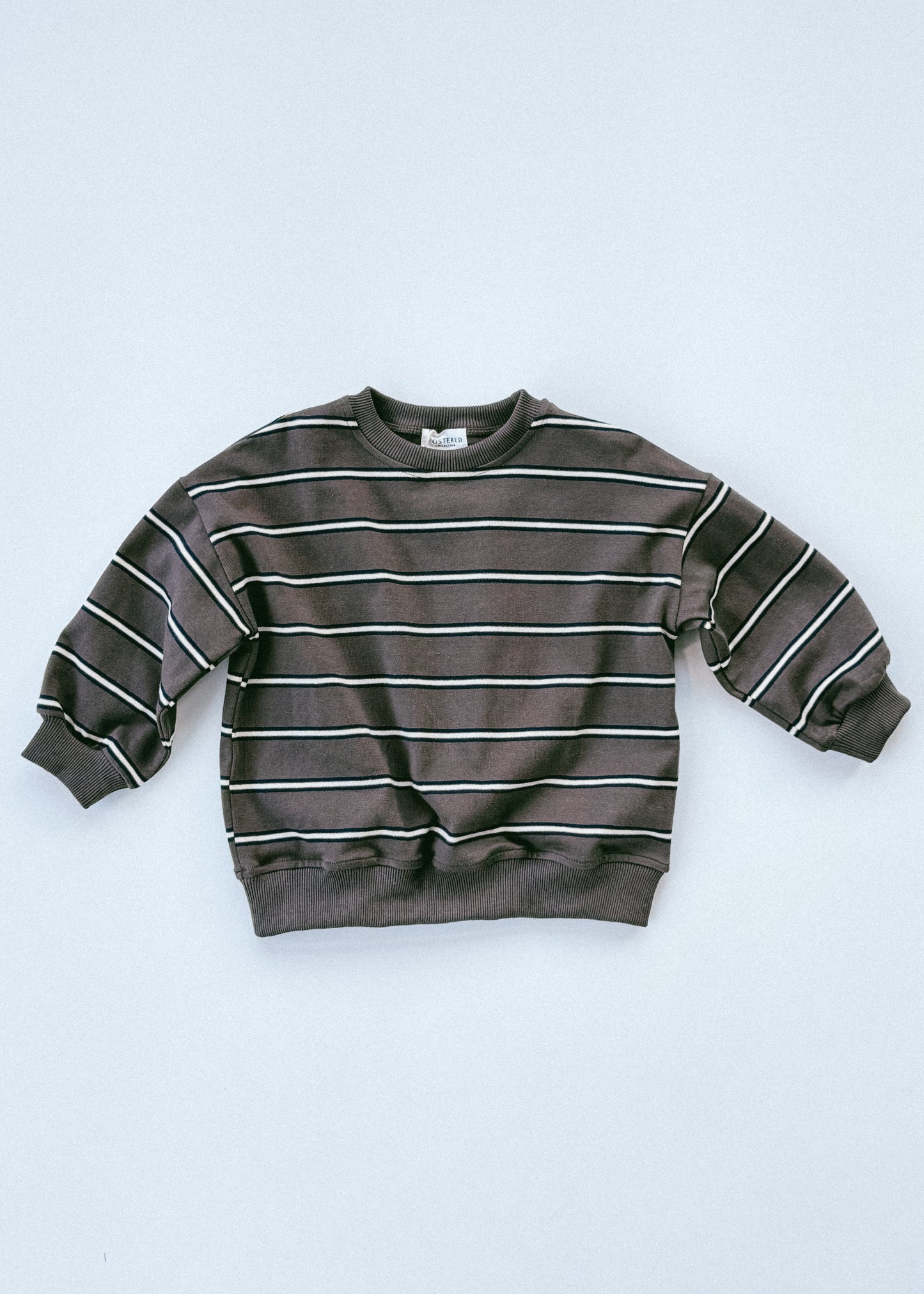 Lightweight Striped Crewneck- Smoky Brown