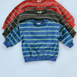 Lightweight Striped Crewneck- Smoky Brown