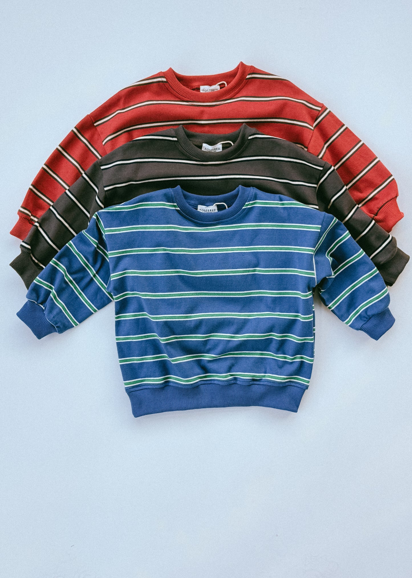 Lightweight Striped Crewneck- Blue