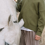 Knitted V-Neck Sweater- Olive