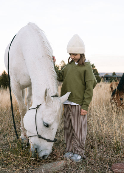 Striped Terry Pants- Brown