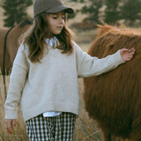 Knitted V-Neck Sweater- Oat