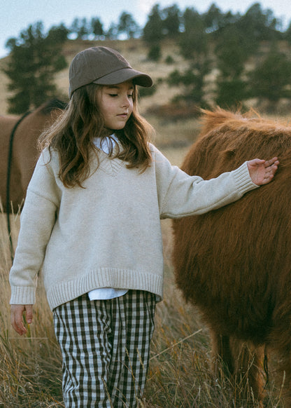 Knitted V-Neck Sweater- Oat