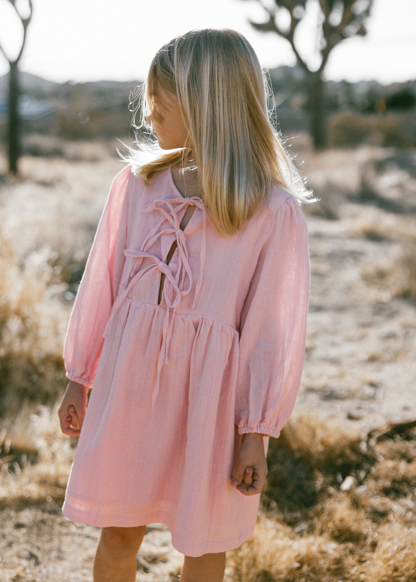 Front Tie Dress- Baby Pink