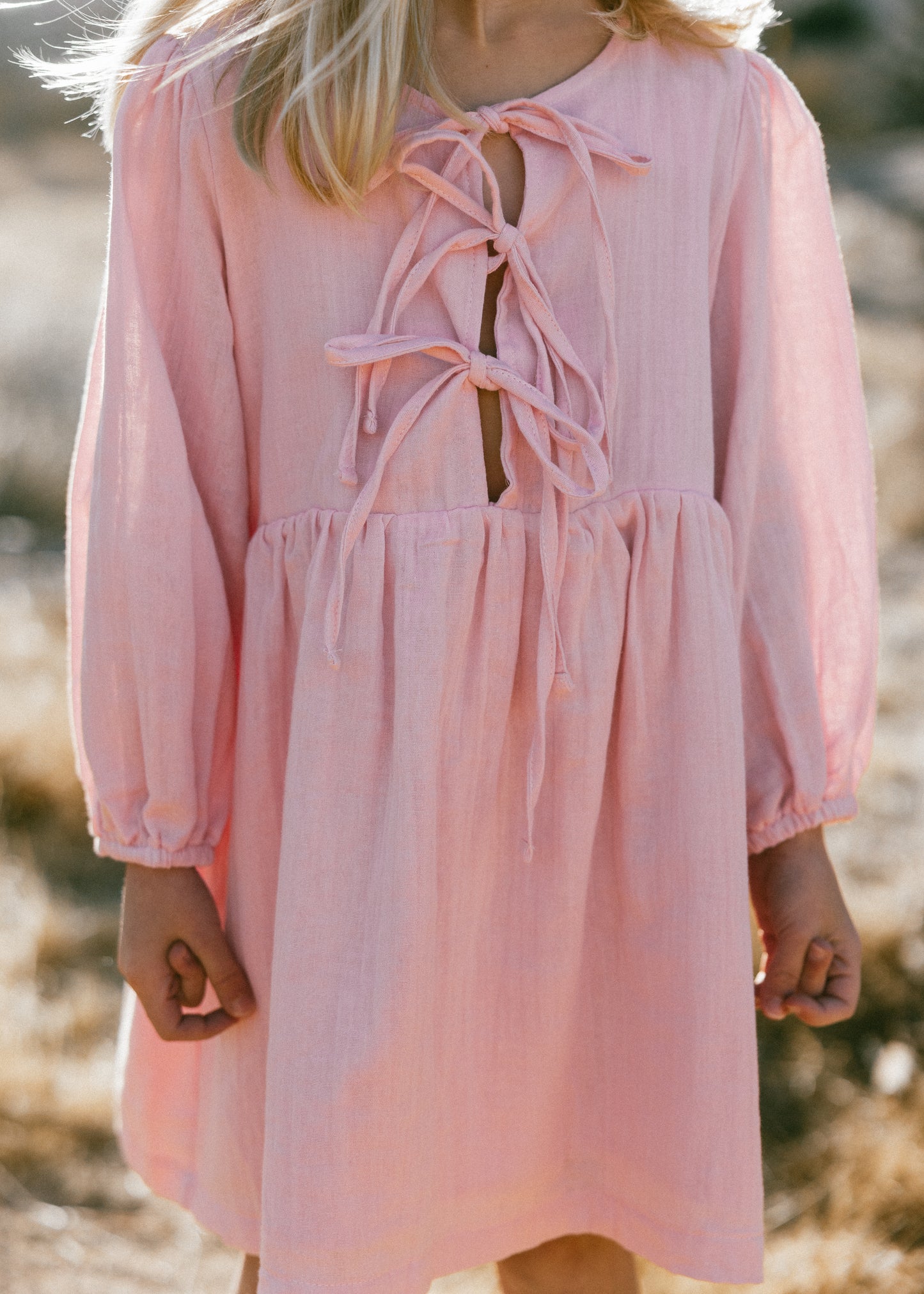 Front Tie Dress- Baby Pink