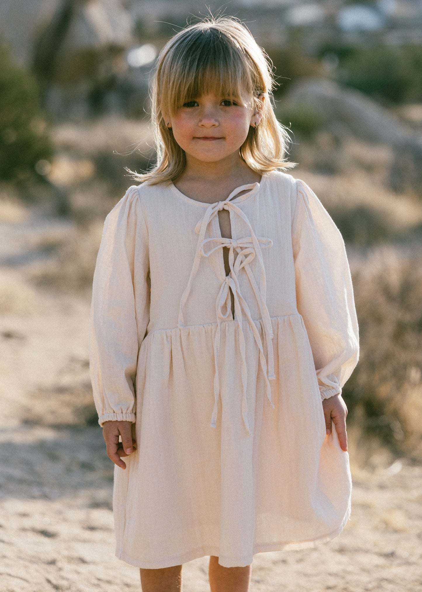 Front Tie Dress- Cream