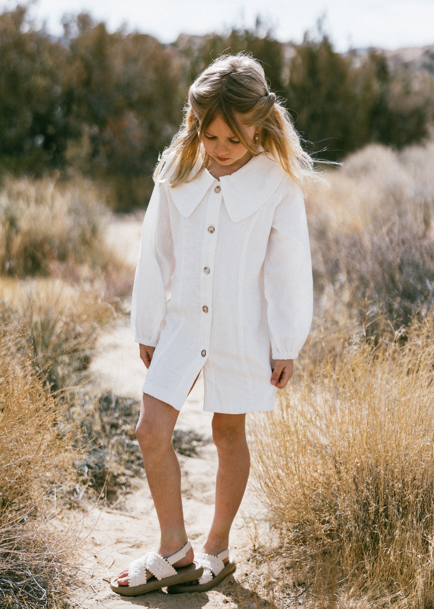 Muslin Button Down Dress- White