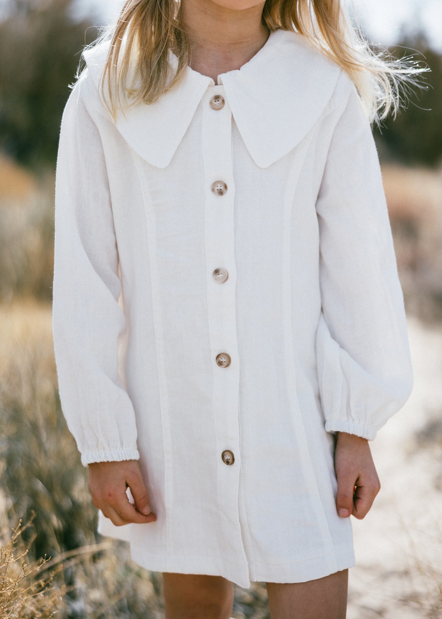 Muslin Button Down Dress- White