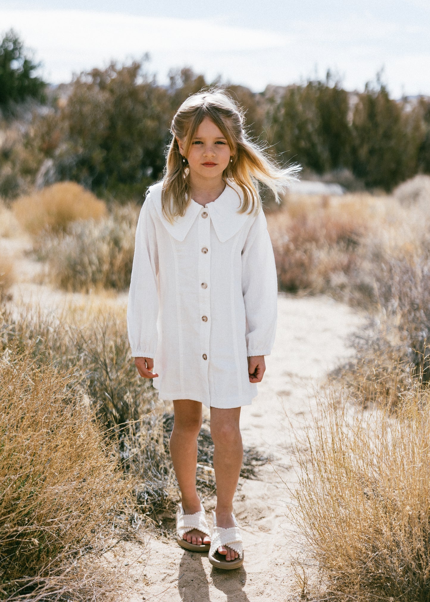 Muslin Button Down Dress- White