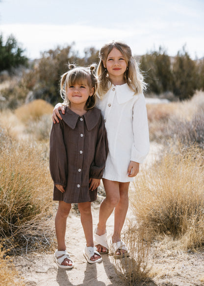 Muslin Button Down Dress- Dark Brown