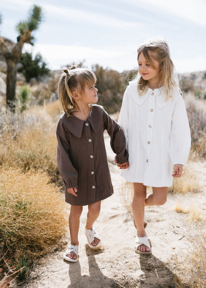 Muslin Button Down Dress- Dark Brown