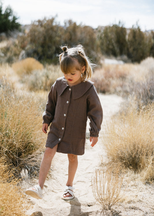 Muslin Button Down Dress- Dark Brown