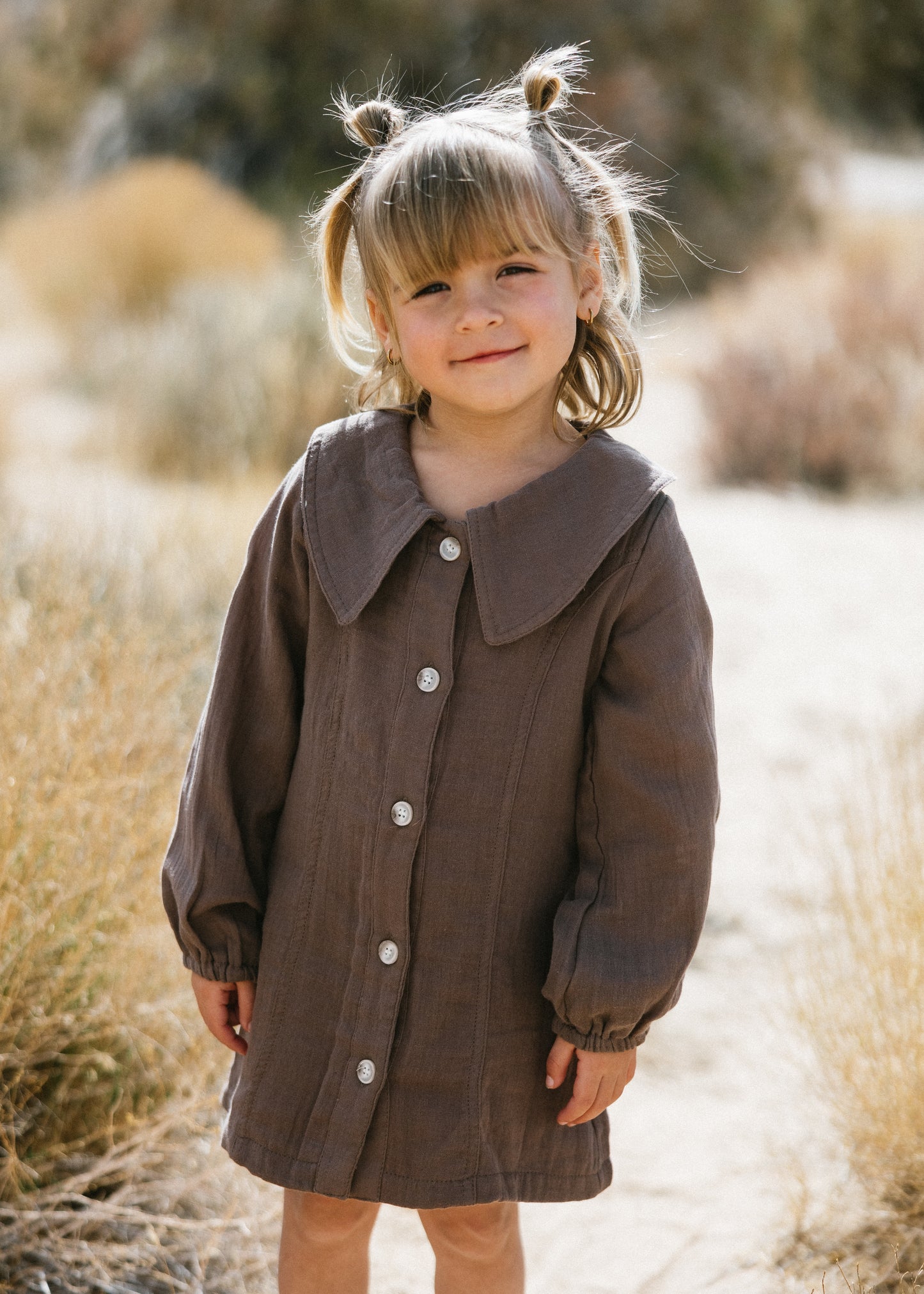 Muslin Button Down Dress- Dark Brown