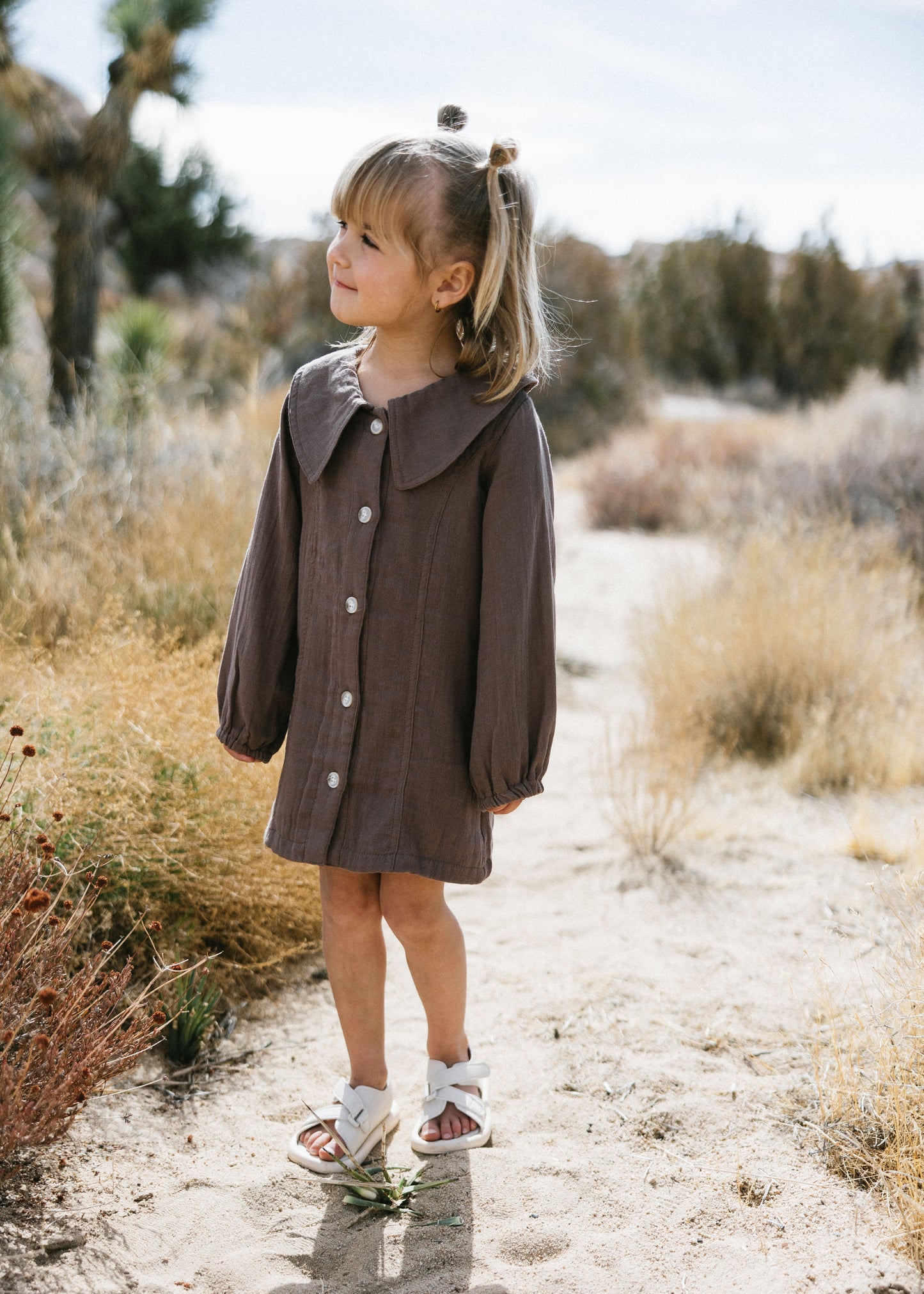 Muslin Button Down Dress- Dark Brown