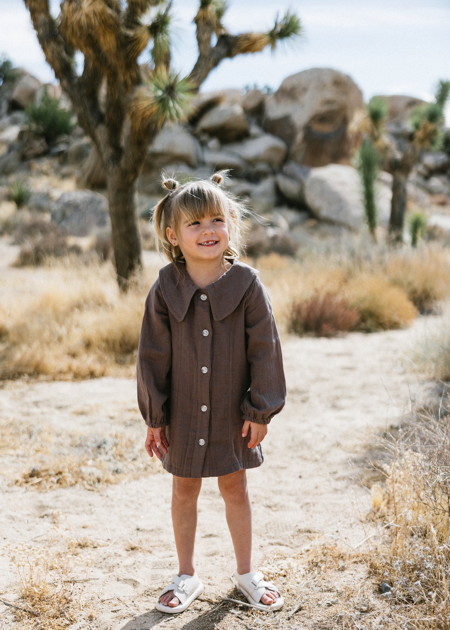 Muslin Button Down Dress- Dark Brown