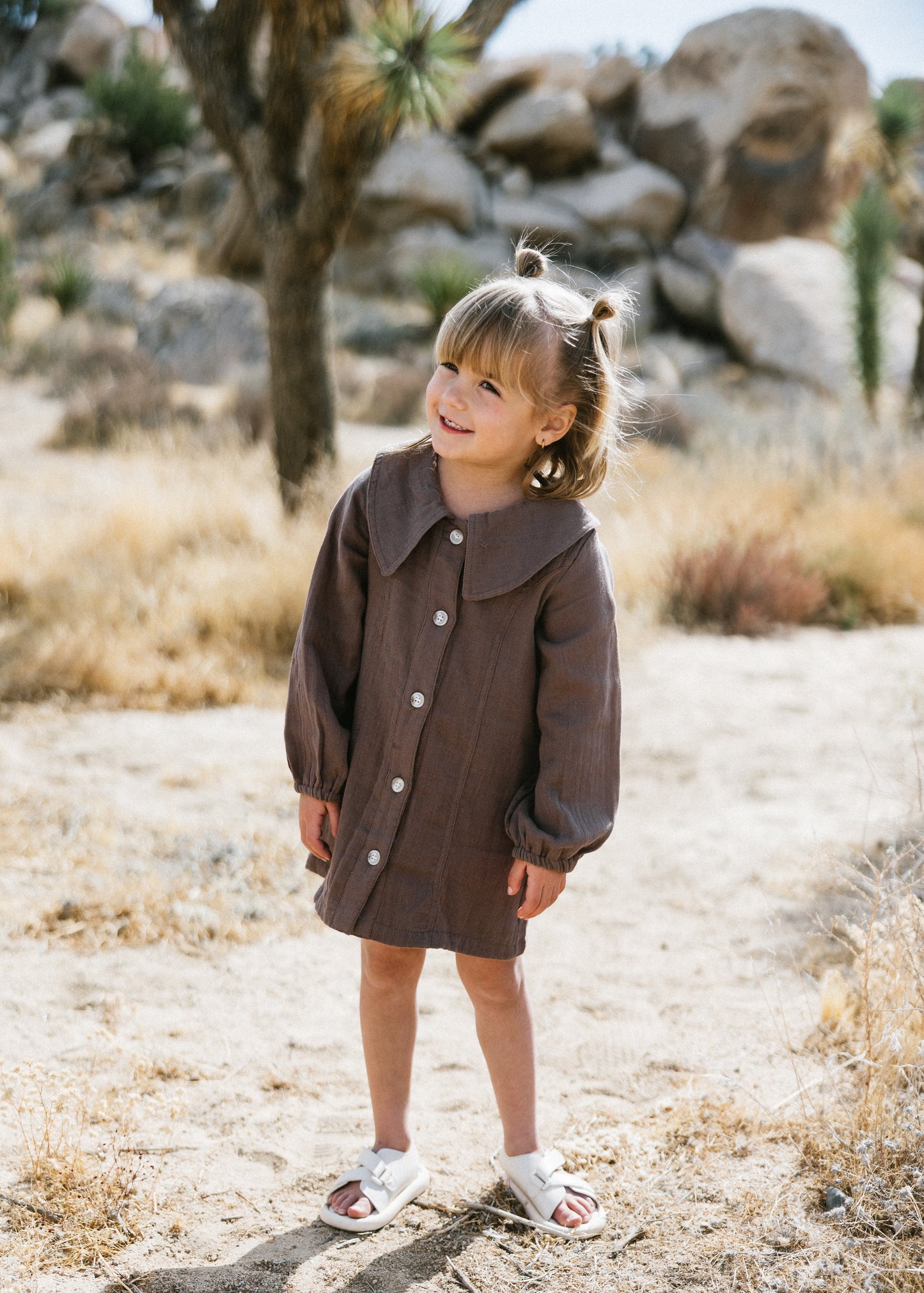 Muslin Button Down Dress- Dark Brown