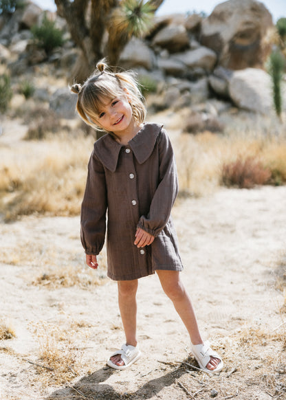 Muslin Button Down Dress- Dark Brown